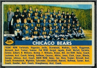 1956 Topps Chicago Bears team football card