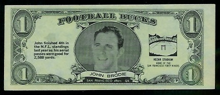 1962 Topps Bucks John Brodie