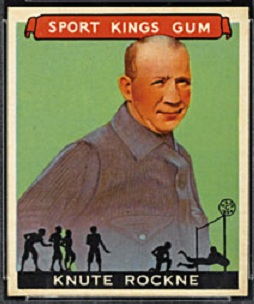 1933 Sport Kings Knute Rockne rookie football card