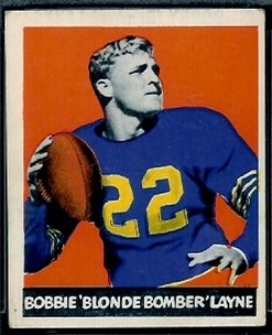 Bobby Layne 1948 Leaf rookie football card, red pants variation