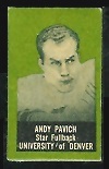 1950 Topps Felt Back Andy Pavich football card