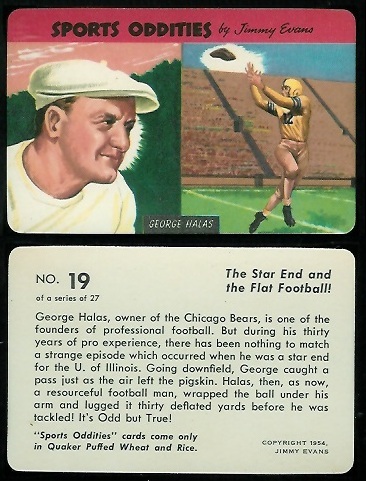 George Halas 1954 Sports Oddities football card