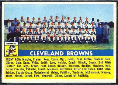 Browns team 1956 Topps football card