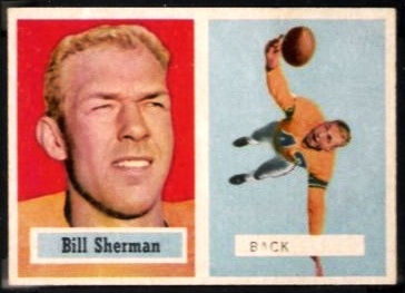1957 Topps Will Sherman error football card