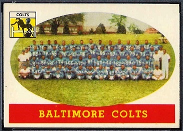 Colts team 1958 Topps football card