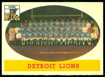 Lions team 1958 Topps football card