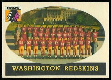 Redskins team 1958 Topps football card