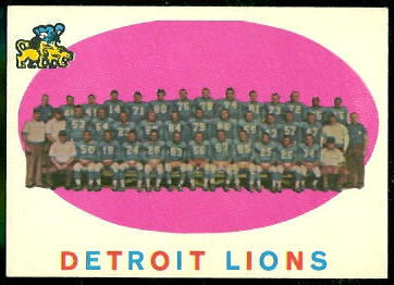 Lions Team 1959 Topps football card