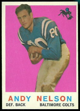 1959 Topps Andy Nelson rookie football card