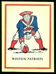 1960 Fleer AFL Team Decals Boston Patriots