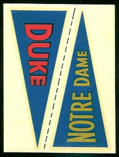 Duke - Notre Dame 1960 Fleer College Pennant Decals football card