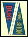 1960 Fleer College Pennant Decals Duke - Notre Dame football card