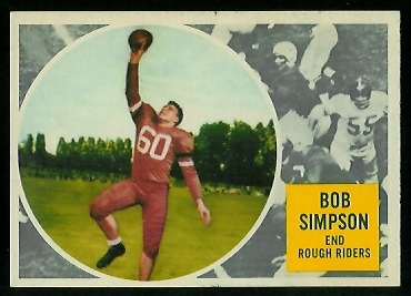 Bob Simpson 1960 CFL football card