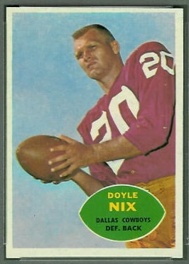 1960 Topps Doyle Nix football card