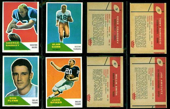 1960 Fleer wrong-back football cards