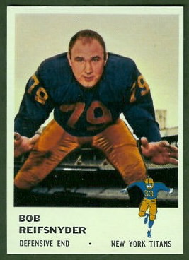 Bob Reifsnyder 1961 Fleer football card