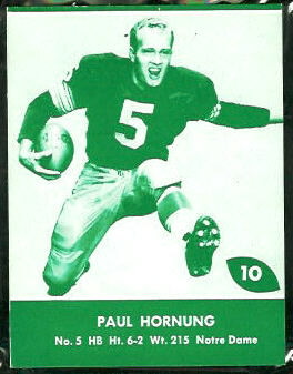 Paul Hornung 1961 Packers Lake to Lake football card