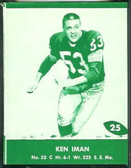 1961 Lake to Lake Packers Ken Iman football card