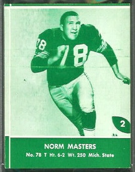 Norm Masters 1961 Lake to Lake Packers football card