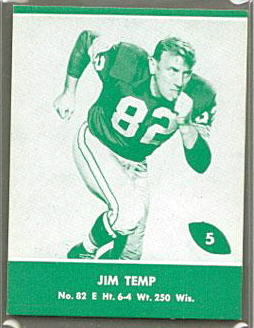 Jim Temp 1961 Lake to Lake Packers football card