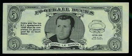Eddie LeBaron 1962 Topps football bucks insert