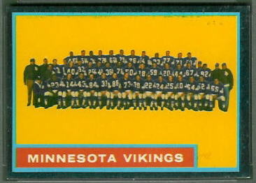 Vikings Team 1962 Topps football card