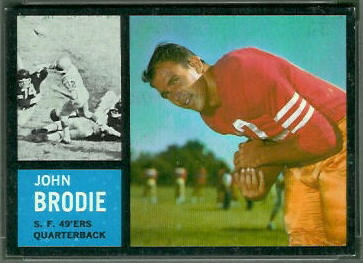 John Brodie 1962 Topps football card