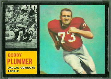Bobby Plummer 1962 Topps football card