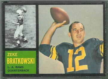 1962 Topps Zeke Bratkowski football card