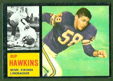 Rip Hawkins 1962 Topps football card