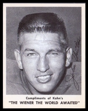 Johnny Unitas 1963 Kahn's Wieners football card