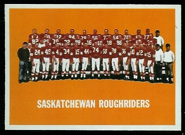 1964 Topps CFL Saskatchewan Roughriders team card