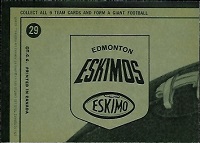 back of 1964 Topps CFL Edmonton Eskimos football card
