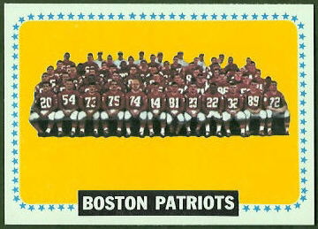 Patriots Team 1964 Topps football card