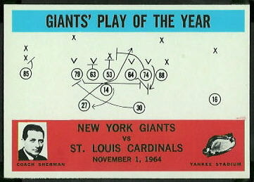 1965 Philadelphia Giants Play of the Year football card