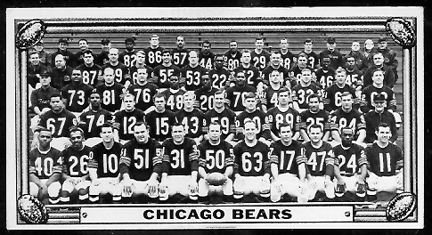 Chicago Bears 1968 Topps Test Team Photo football card