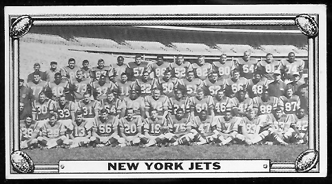 New York Jets Team 1968 Topps Test Team Photos football card