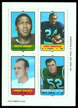 Johnson - Frederickson - Walden - Lloyd 1969 Topps 4-in-1 football card