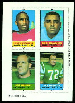 Mitchell - Blanks - Perreault - Rochester 1969 Topps 4-in-1 football card