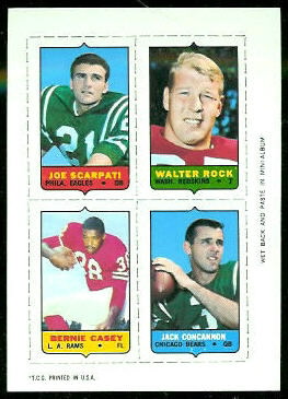 Scarpati - Rock - Casey - Concannon 1969 Topps 4-in-1 football card