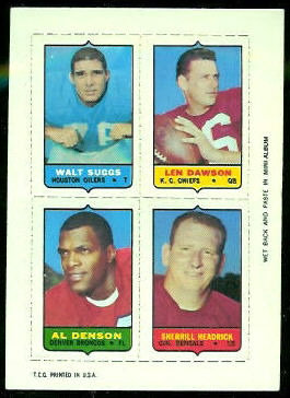 Suggs - Dawson - Denson - Headrick 1969 Topps 4-in-1 football card