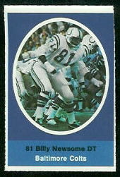 Billy Newsome 1972 Sunoco Stamps football card