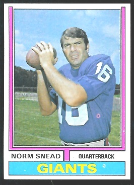 Norm Snead 1974 Parker Brothers football card