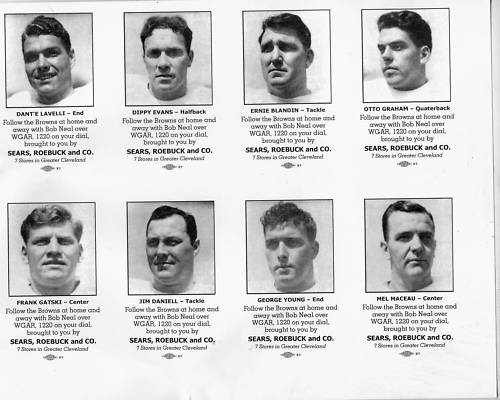 Uncut sheet of 1946 Sears Cleveland Browns cards