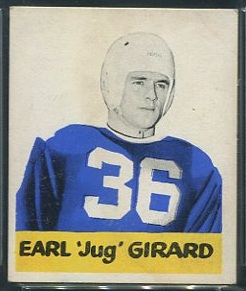 Jug Girard 1948 Leaf football card, white background variation