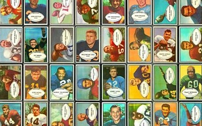 Virtual uncut sheet of 1953 Bowman football cards
