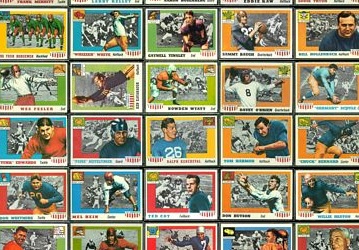 Virtual partial uncut sheet of 1955 Topps All-American football cards