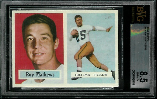 BVG 8.5 1957 Topps Ray Mathews football card