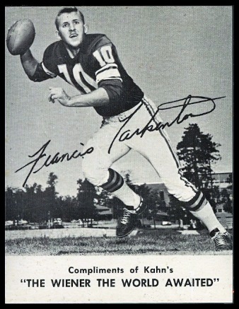 1962 Kahn's Wieners Fran Tarkenton football card 1962 Kahn's Wieners Fran Tarkenton football card