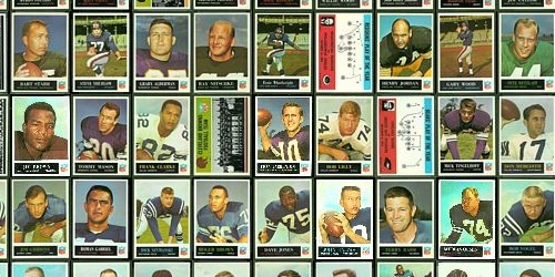 Virtual uncut sheet of 1965 Philadelphia football cards